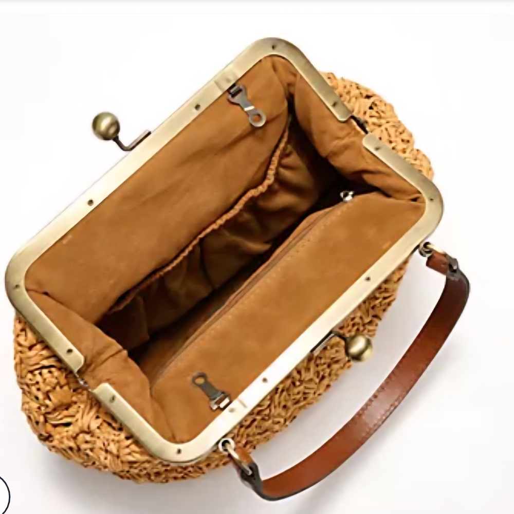 Patricia Nash Elara Straw Frame Crossbody with Chain & Leather Straps Natural🤍 - Picture 3 of 14